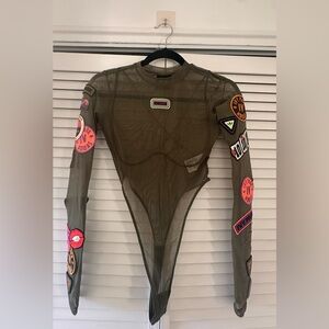 NWOT Adidas Ivy Park Olive Mesh Bodysuit